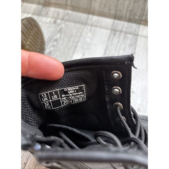 Dr. Martens Doc 1460 J Combat Boots Kids Youth Size 1 Black Leather Side Zipper - Picture 7 of 10